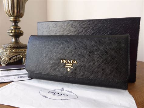 prada saffiano continental wallet black|authentic Prada wallet sale.